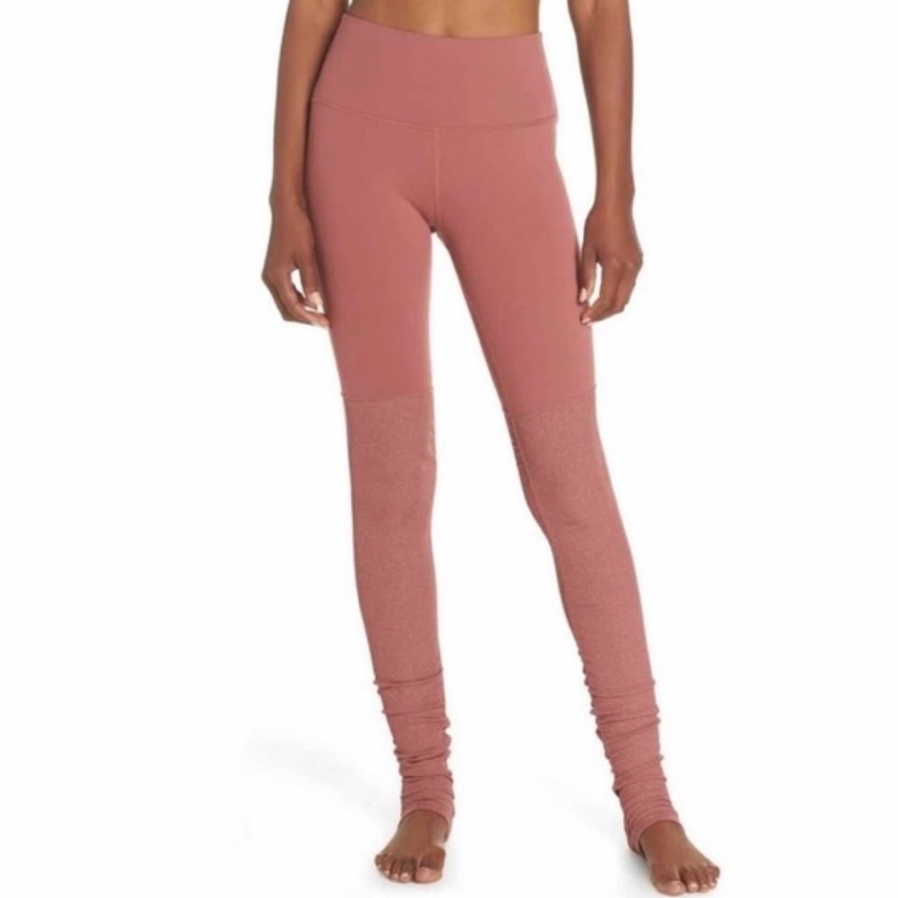 ALO Yoga High Waisted Ruched Goddess Leggings in Pink Size XS